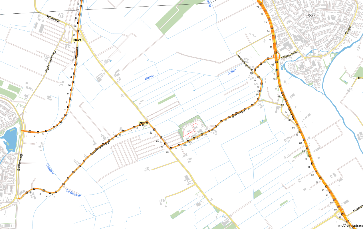 Afbeelding BRT-Achtergrondkaart met de hectometer punten uit de NWB wegen bestand