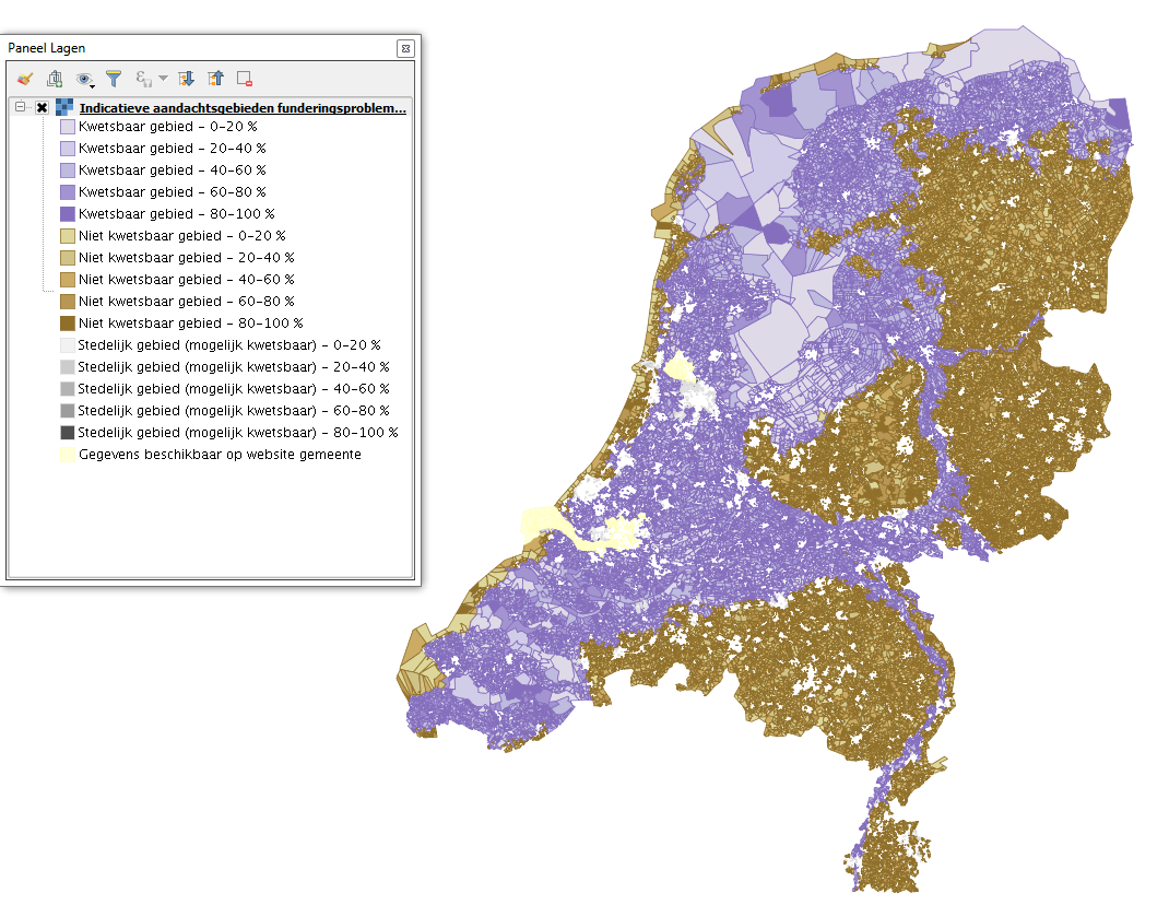 Voorbeeld overzicht kaart funderingsproblematiek