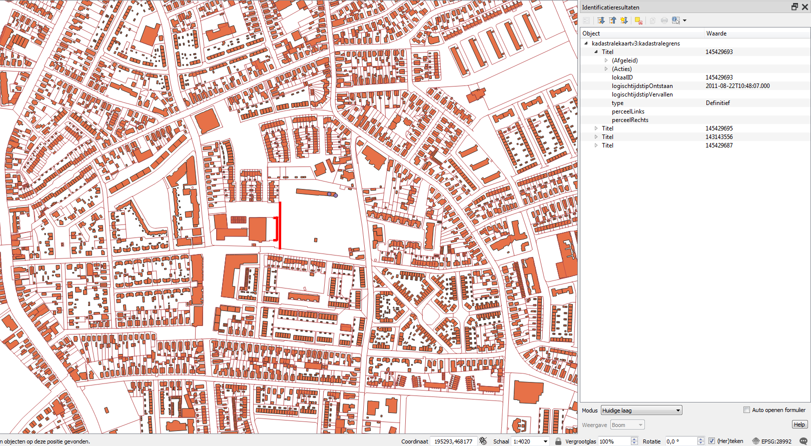 Voorbeeld visualisatie van een WFS service